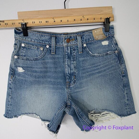New! Madewell Relaxed Mid-Length Rigid Denim Shorts Brockport Wash size 27 - Picture 4 of 14